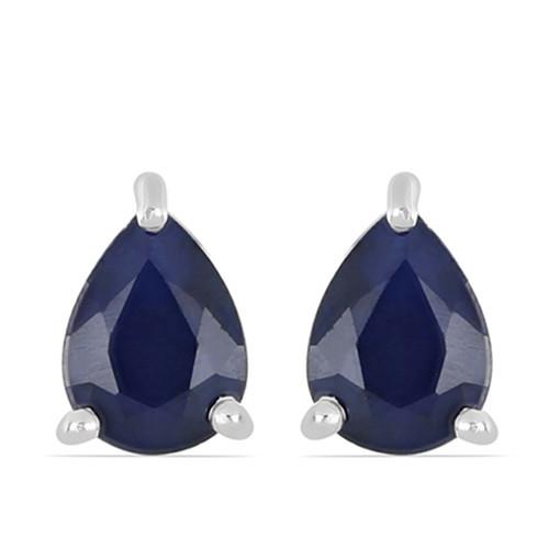 NATURAL BLUE SAPPHIRE GEMSTONE EARRINGS IN 925 STERLING SILVER